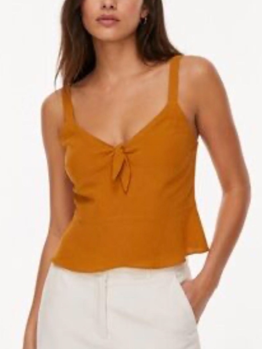 Women’s Aritzia Wilfred tie orangey yellow Tie-Front Tank Top